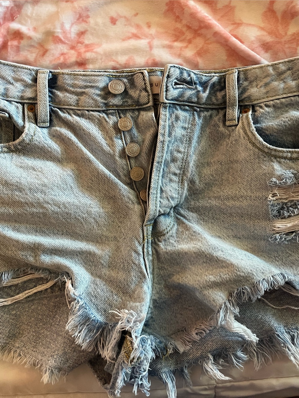 Pacsun High-Rise Distressed Denim Shorts - Light Blue